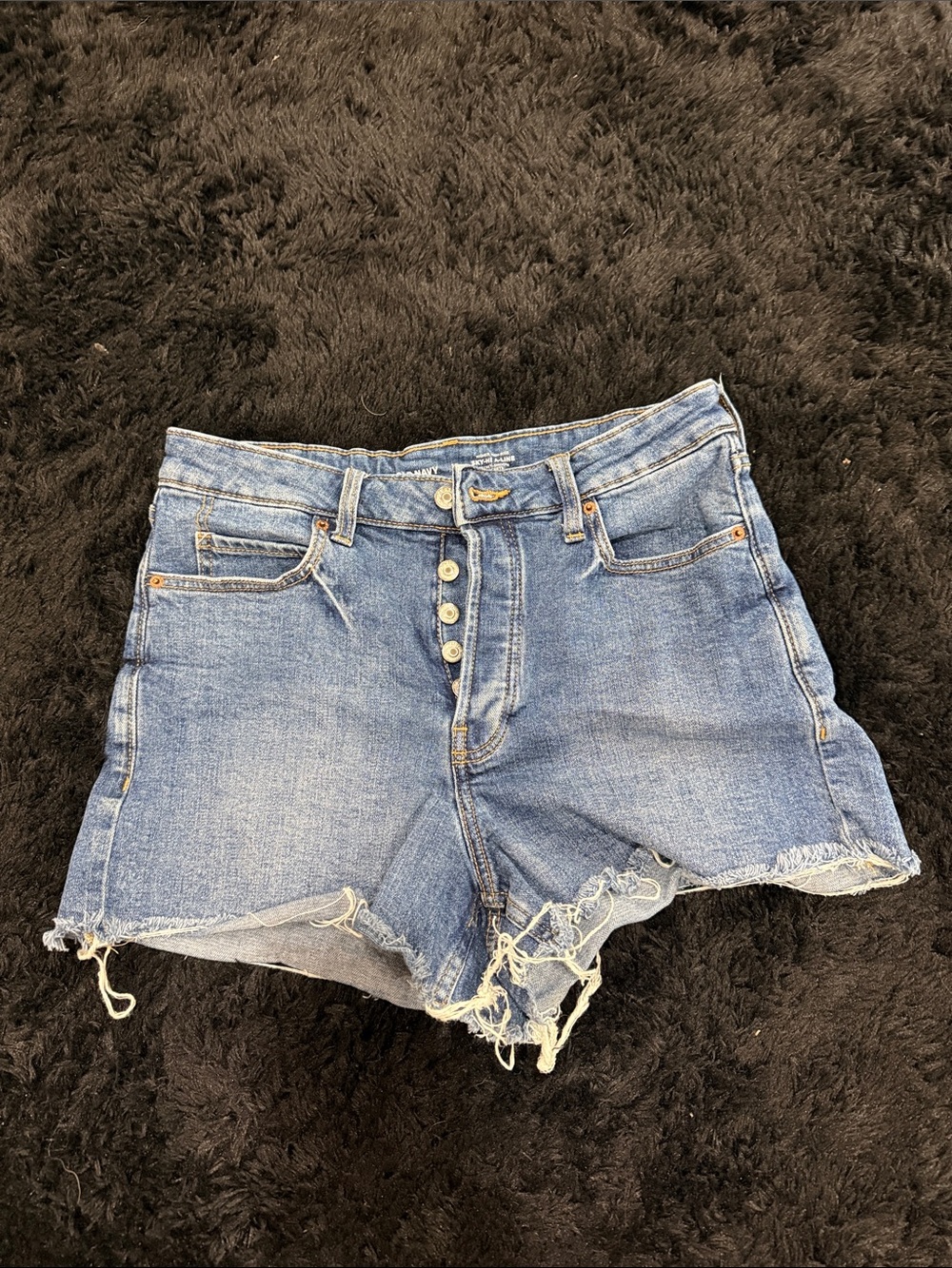 Old Navy Distressed Button-Front Denim Shorts - Light Blue